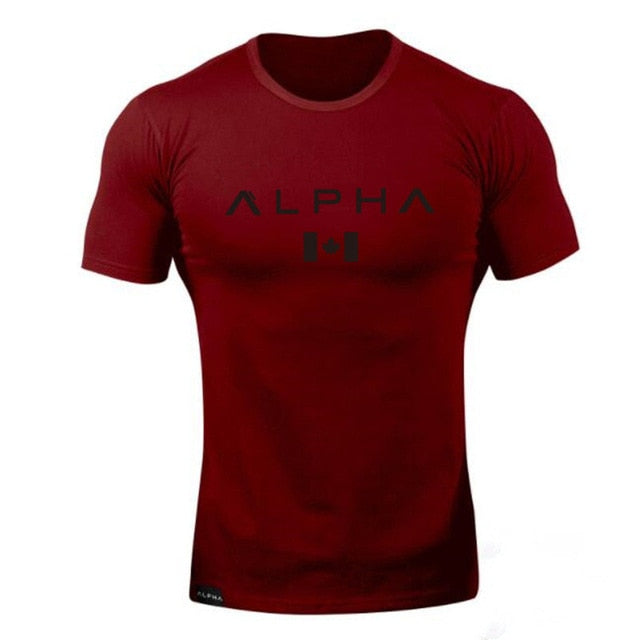 ALPHA maple Leaf Fashion Summer Short Sleeve T shirt Men Brand Clothing Cotton Comfortable Male T-shirt Print Fitness Men Tees