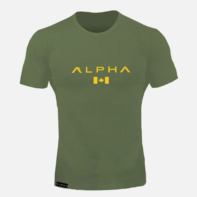ALPHA maple Leaf Fashion Summer Short Sleeve T shirt Men Brand Clothing Cotton Comfortable Male T-shirt Print Fitness Men Tees