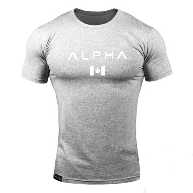 ALPHA maple Leaf Fashion Summer Short Sleeve T shirt Men Brand Clothing Cotton Comfortable Male T-shirt Print Fitness Men Tees
