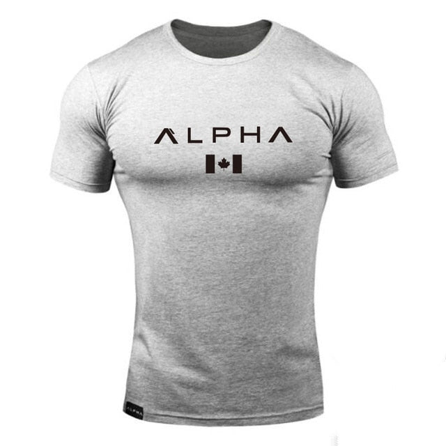 ALPHA maple Leaf Fashion Summer Short Sleeve T shirt Men Brand Clothing Cotton Comfortable Male T-shirt Print Fitness Men Tees