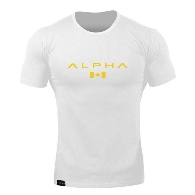 ALPHA maple Leaf Fashion Summer Short Sleeve T shirt Men Brand Clothing Cotton Comfortable Male T-shirt Print Fitness Men Tees