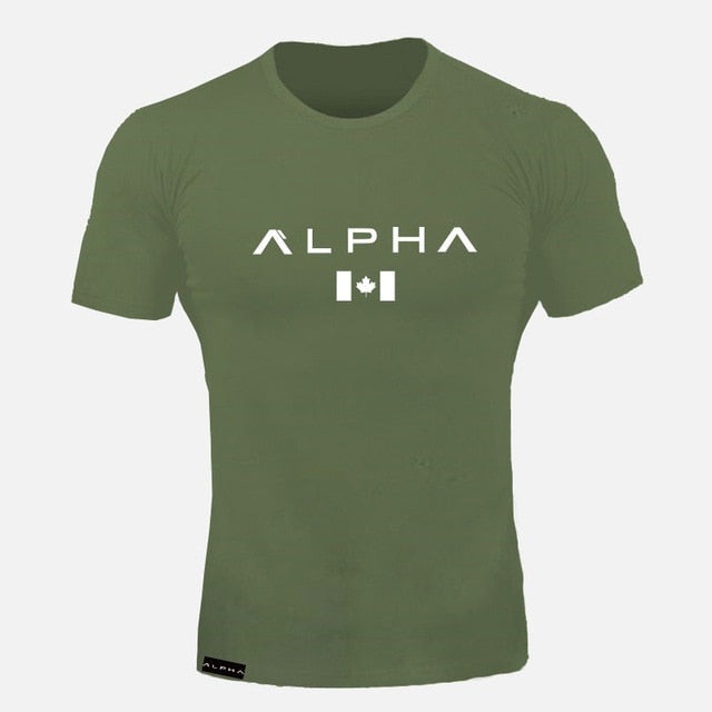 ALPHA maple Leaf Fashion Summer Short Sleeve T shirt Men Brand Clothing Cotton Comfortable Male T-shirt Print Fitness Men Tees