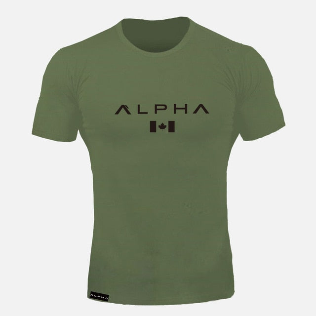 ALPHA maple Leaf Fashion Summer Short Sleeve T shirt Men Brand Clothing Cotton Comfortable Male T-shirt Print Fitness Men Tees
