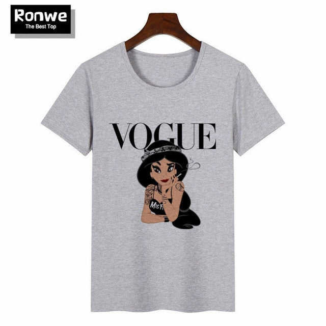 Women 2019 Summer Graphic Tee Shirt Femme Funny Princess Vogue Harajuku T Shirt Korean Tops Kawaii Streetwear Camiseta Mujer