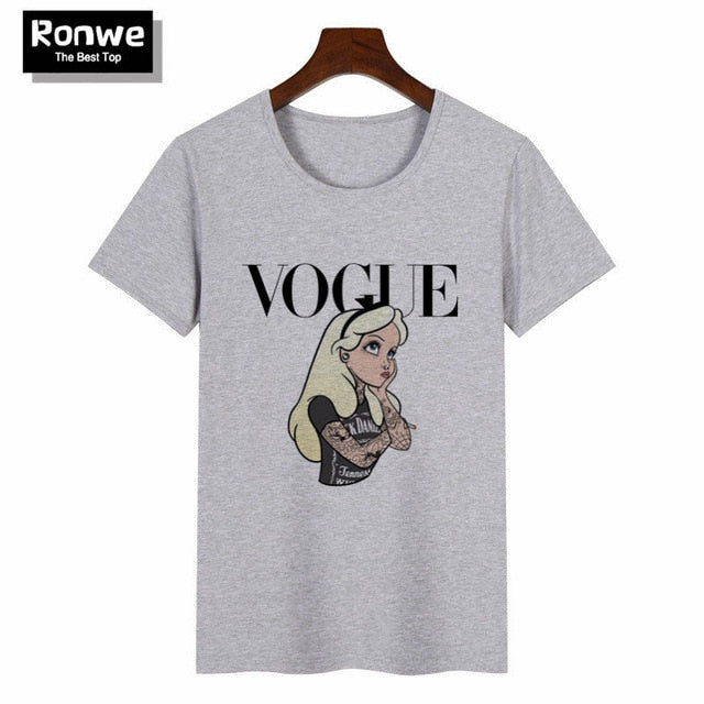 Women 2019 Summer Graphic Tee Shirt Femme Funny Princess Vogue Harajuku T Shirt Korean Tops Kawaii Streetwear Camiseta Mujer
