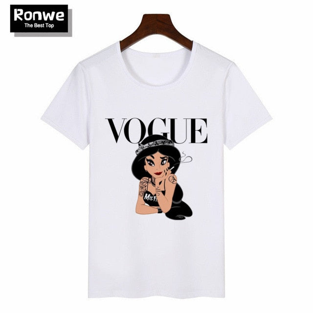 Women 2019 Summer Graphic Tee Shirt Femme Funny Princess Vogue Harajuku T Shirt Korean Tops Kawaii Streetwear Camiseta Mujer
