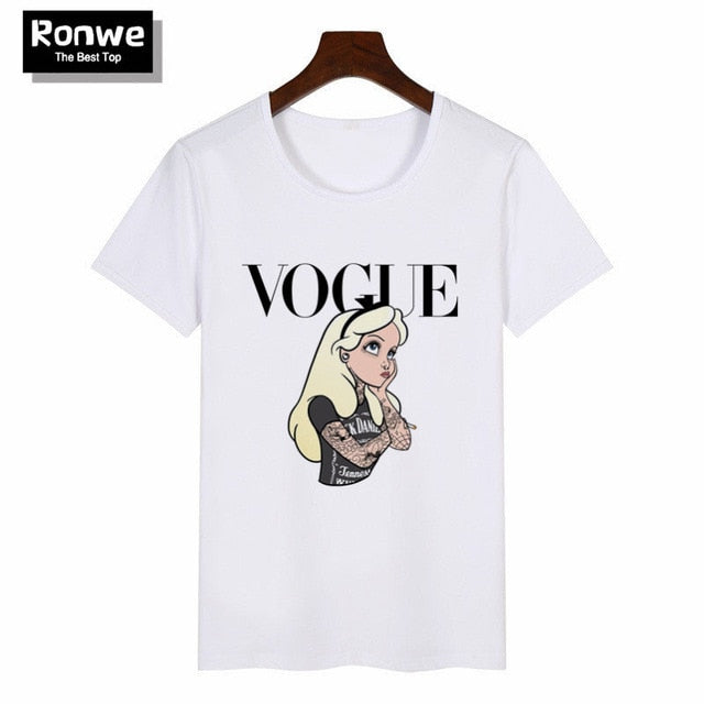 Women 2019 Summer Graphic Tee Shirt Femme Funny Princess Vogue Harajuku T Shirt Korean Tops Kawaii Streetwear Camiseta Mujer