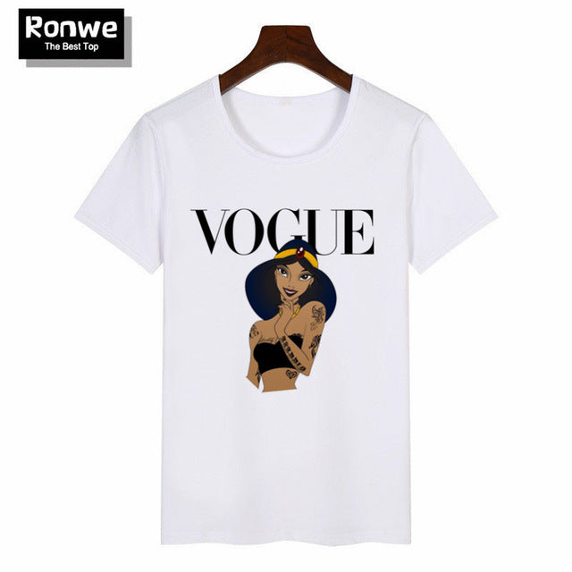 Women 2019 Summer Graphic Tee Shirt Femme Funny Princess Vogue Harajuku T Shirt Korean Tops Kawaii Streetwear Camiseta Mujer