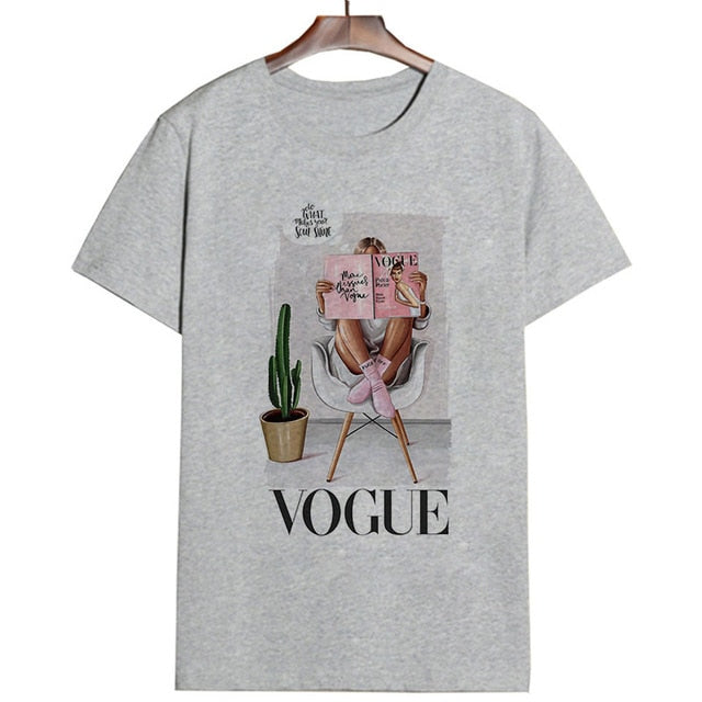 New Arrivals Fashion VOGUE Printed T shirt Women Harajuku Trend Style O-Neck T-Shirts Summer Short Sleeve Casual TShirt Tops
