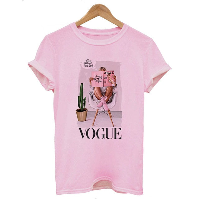 New Arrivals Fashion VOGUE Printed T shirt Women Harajuku Trend Style O-Neck T-Shirts Summer Short Sleeve Casual TShirt Tops