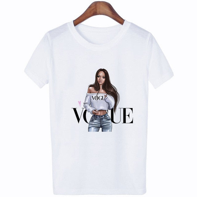 New Arrivals Fashion VOGUE Printed T shirt Women Harajuku Trend Style O-Neck T-Shirts Summer Short Sleeve Casual TShirt Tops
