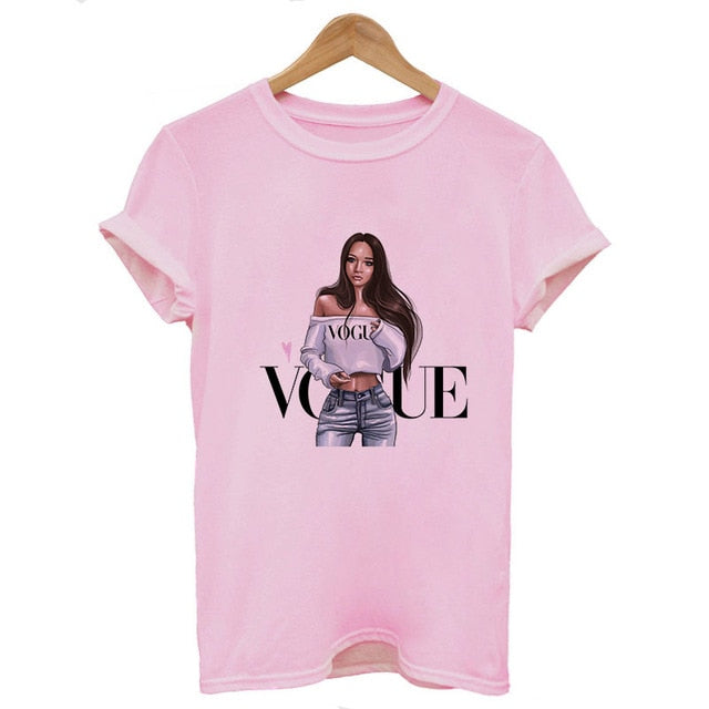 New Arrivals Fashion VOGUE Printed T shirt Women Harajuku Trend Style O-Neck T-Shirts Summer Short Sleeve Casual TShirt Tops
