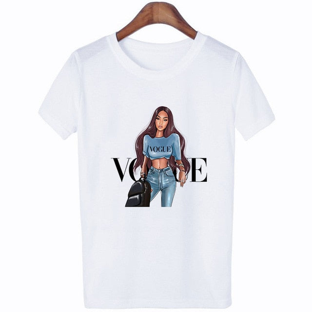 New Arrivals Fashion VOGUE Printed T shirt Women Harajuku Trend Style O-Neck T-Shirts Summer Short Sleeve Casual TShirt Tops