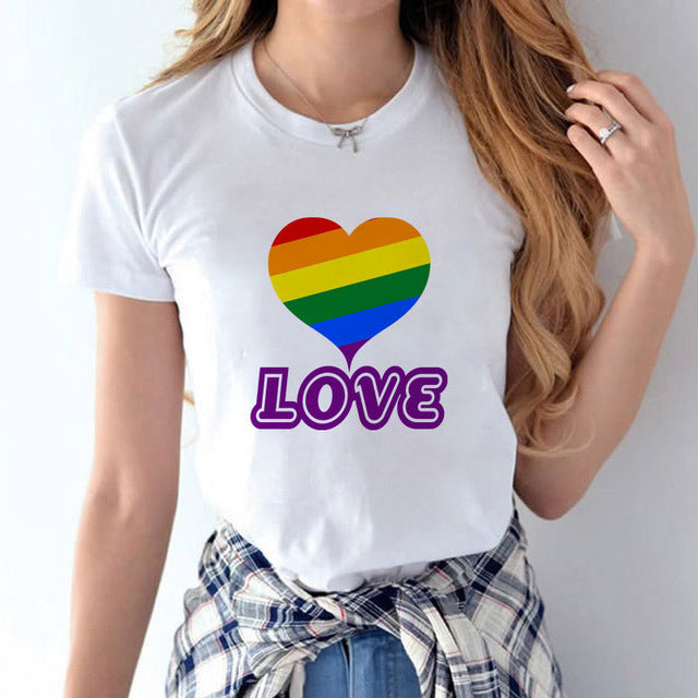 lgbt t shirt Love Wins female bisexual lesbian gay love is love women lesbian rainbow top t-shirt tshirt tee kawaii femme shirts