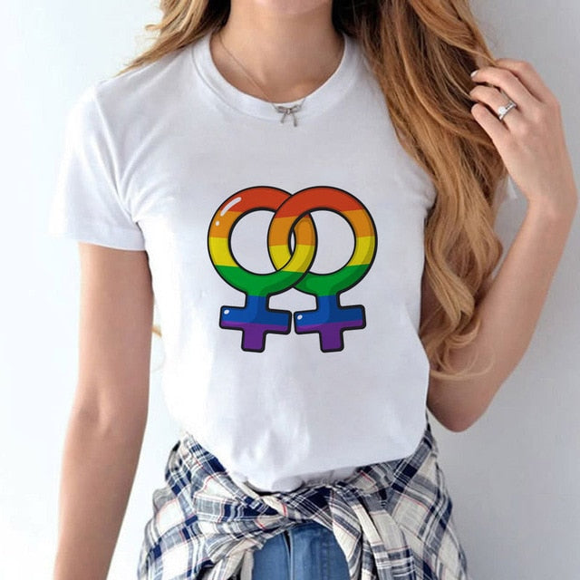 lgbt t shirt Love Wins female bisexual lesbian gay love is love women lesbian rainbow top t-shirt tshirt tee kawaii femme shirts