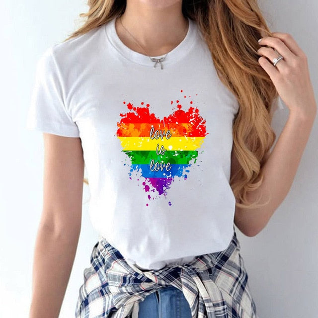 lgbt t shirt Love Wins female bisexual lesbian gay love is love women lesbian rainbow top t-shirt tshirt tee kawaii femme shirts