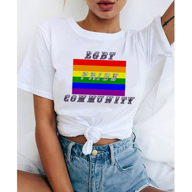 lgbt t shirt Love Wins female bisexual lesbian gay love is love women lesbian rainbow top t-shirt tshirt tee kawaii femme shirts
