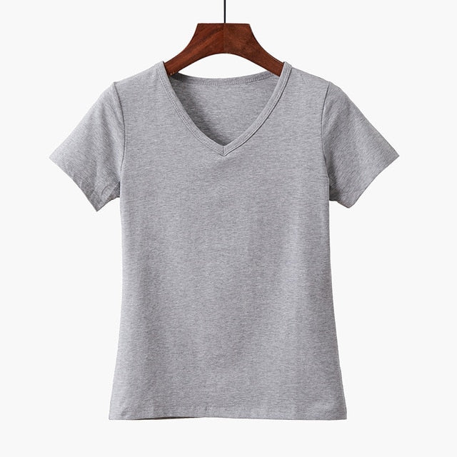 2019 New Style Women Basic Tshirt Cotton 5XL Plus Size T-shirt Summer Casual Elastic T shirts Female Plain Short Sleeve Tops Tee