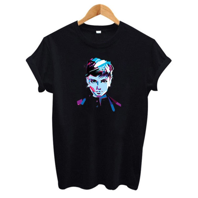 2019 new summer hepburn queen pink print t shirts women cotton Short sleeve top graphic Fashion casual female clothes Harajuku