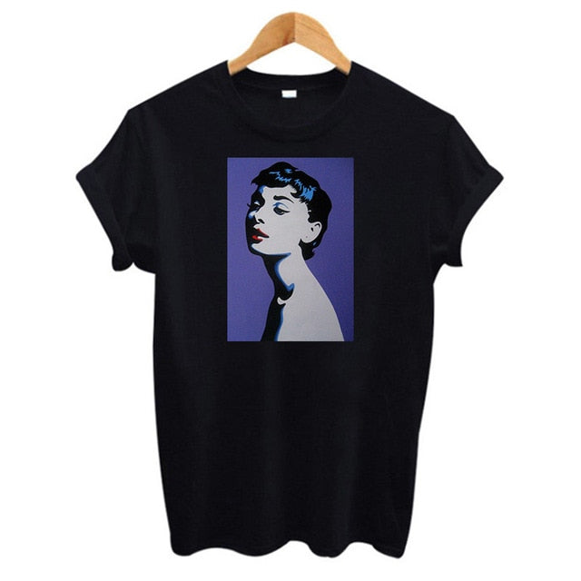 2019 new summer hepburn queen pink print t shirts women cotton Short sleeve top graphic Fashion casual female clothes Harajuku