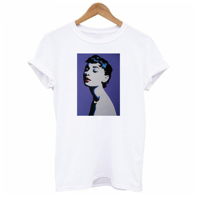 2019 new summer hepburn queen pink print t shirts women cotton Short sleeve top graphic Fashion casual female clothes Harajuku