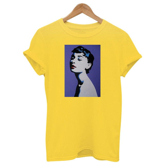 2019 new summer hepburn queen pink print t shirts women cotton Short sleeve top graphic Fashion casual female clothes Harajuku
