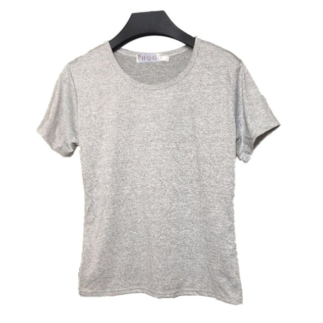Vana Javeasen Simple Tops T-shirt For Women Korea Casual T-shirt Black White Tees For Women Clothes T Shirt Loose Tops Summer