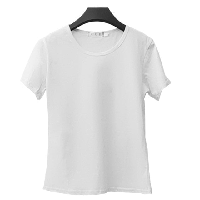 Vana Javeasen Simple Tops T-shirt For Women Korea Casual T-shirt Black White Tees For Women Clothes T Shirt Loose Tops Summer