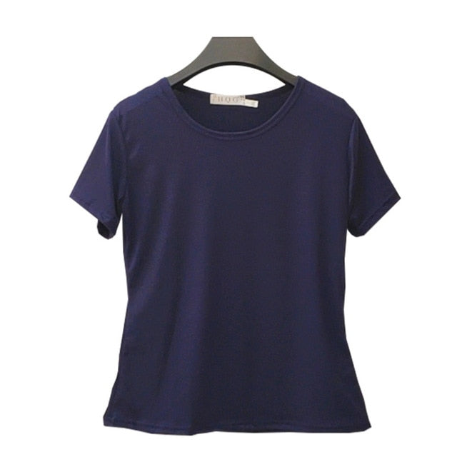 Vana Javeasen Simple Tops T-shirt For Women Korea Casual T-shirt Black White Tees For Women Clothes T Shirt Loose Tops Summer
