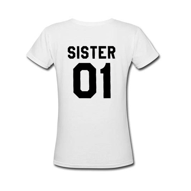 Women Fashion Summer Best Friends T shirt SISTER 01 SISTER 02 SISTER 03 Tee Shirt Short Sleeve sister outfit