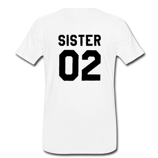 Women Fashion Summer Best Friends T shirt SISTER 01 SISTER 02 SISTER 03 Tee Shirt Short Sleeve sister outfit