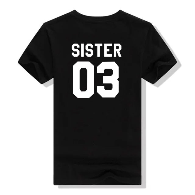 Women Fashion Summer Best Friends T shirt SISTER 01 SISTER 02 SISTER 03 Tee Shirt Short Sleeve sister outfit