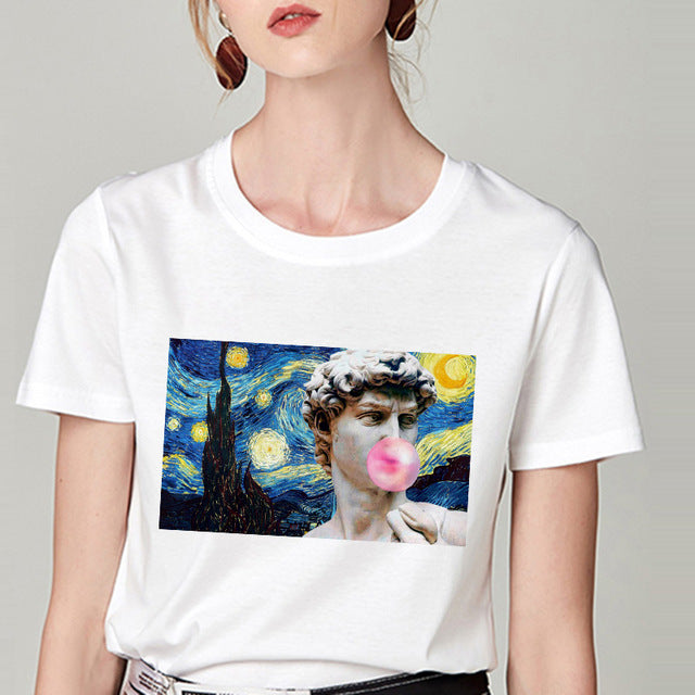 Summer Tshirt Snow White Fun Fashion Printed T-shirt Spoof Personality Harajuku Funny Casual Thin Section T Shirt Women Clothing