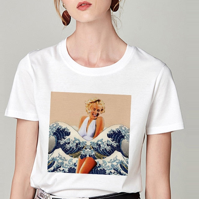 Summer Tshirt Snow White Fun Fashion Printed T-shirt Spoof Personality Harajuku Funny Casual Thin Section T Shirt Women Clothing
