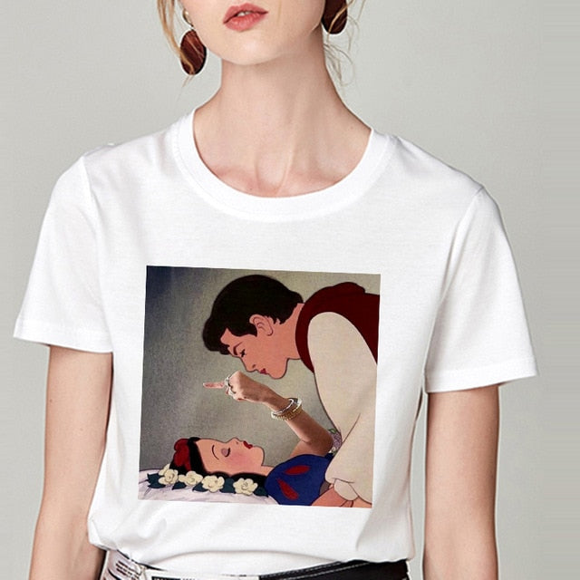 Summer Tshirt Snow White Fun Fashion Printed T-shirt Spoof Personality Harajuku Funny Casual Thin Section T Shirt Women Clothing