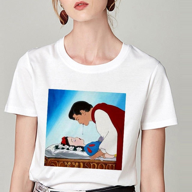Summer Tshirt Snow White Fun Fashion Printed T-shirt Spoof Personality Harajuku Funny Casual Thin Section T Shirt Women Clothing