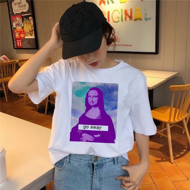 Mona Lisa T Shirt Hip Hop Tshirt Women Female Funny Top Tee Shirts T-shirt Harajuku 90s Streetwear Casual Printed Fashion New