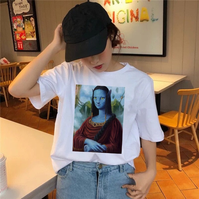 Mona Lisa T Shirt Hip Hop Tshirt Women Female Funny Top Tee Shirts T-shirt Harajuku 90s Streetwear Casual Printed Fashion New