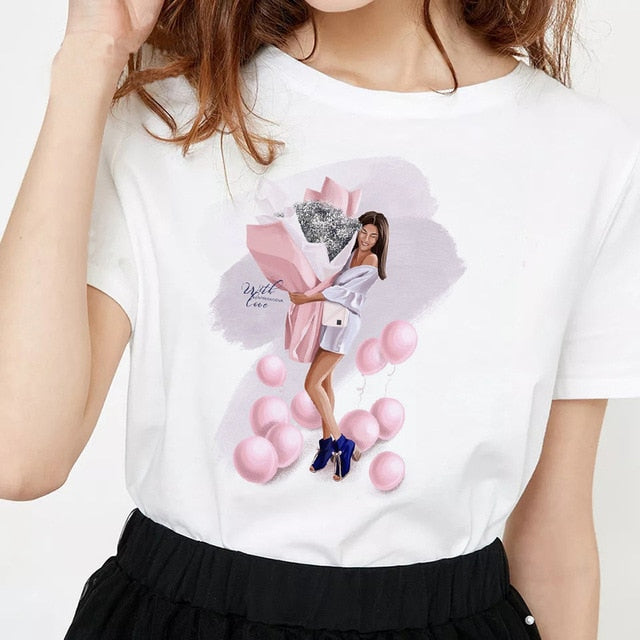 Women's clothing 100% cotton Streetwear Kawaii aesthetic t shirt graphic shirts women 90s Korean gothic Tops Plus size S85