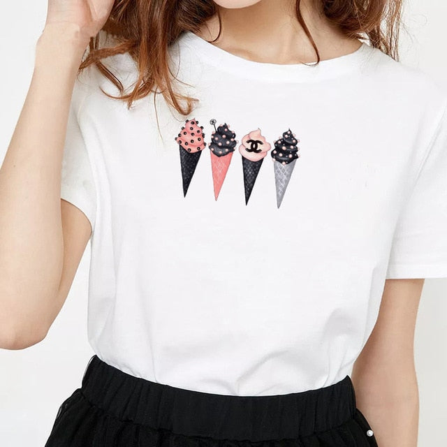 Women's clothing 100% cotton Streetwear Kawaii aesthetic t shirt graphic shirts women 90s Korean gothic Tops Plus size S85