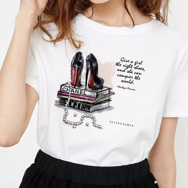 Women's clothing 100% cotton Streetwear Kawaii aesthetic t shirt graphic shirts women 90s Korean gothic Tops Plus size S85