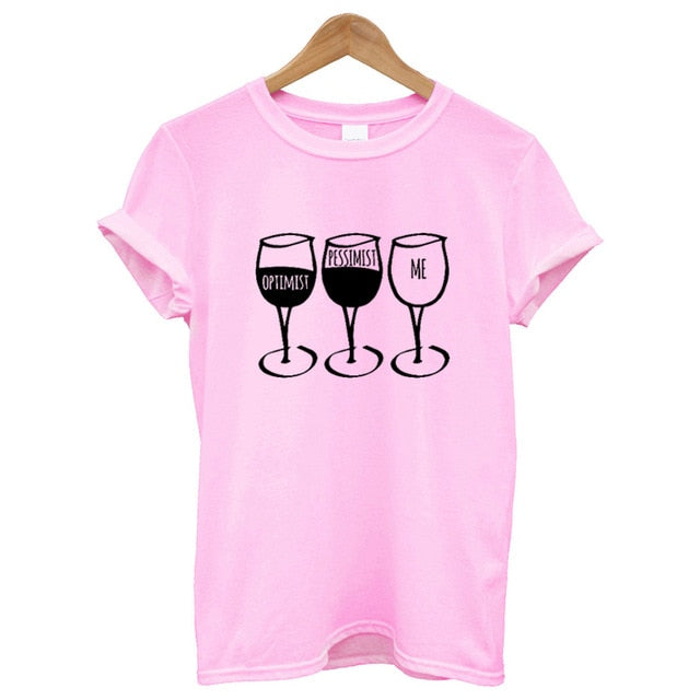 New Fashion Women T Shirt Goblet Printed Short Sleeve O-neck Funny T-shirt Wine Casual Women Tee Shirt Streetwear Clothes Brand