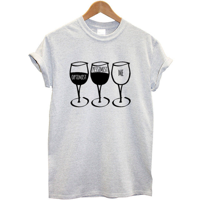 New Fashion Women T Shirt Goblet Printed Short Sleeve O-neck Funny T-shirt Wine Casual Women Tee Shirt Streetwear Clothes Brand