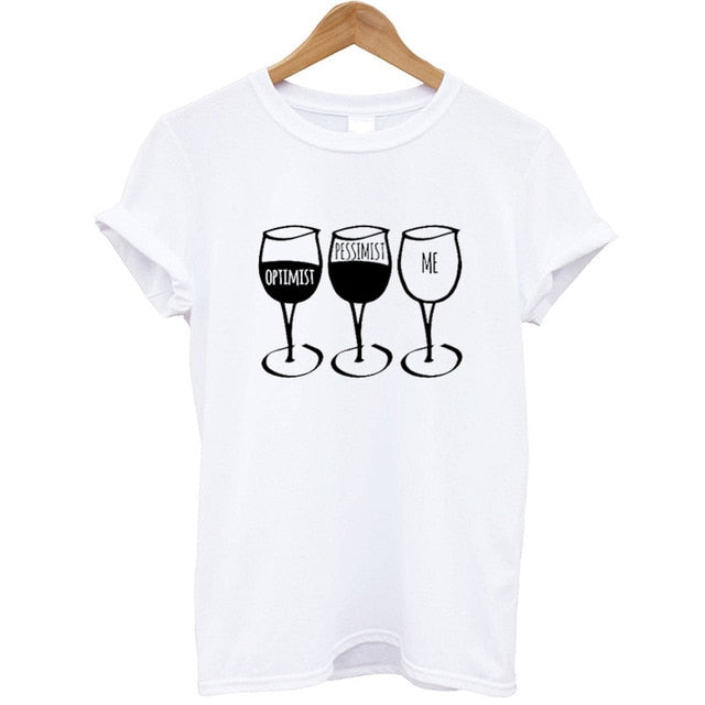 New Fashion Women T Shirt Goblet Printed Short Sleeve O-neck Funny T-shirt Wine Casual Women Tee Shirt Streetwear Clothes Brand