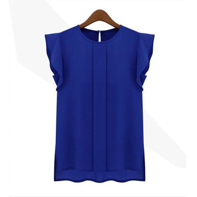 Female T-shirt 1PC Womens Casual Loose T shirt women Chiffon Short Tulip Sleeve Shirt Tops women clothes 2019 camiseta mujer