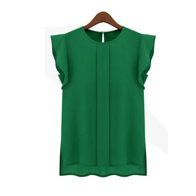 Female T-shirt 1PC Womens Casual Loose T shirt women Chiffon Short Tulip Sleeve Shirt Tops women clothes 2019 camiseta mujer