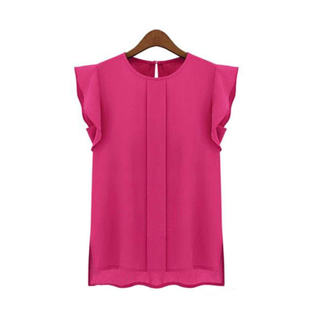 Female T-shirt 1PC Womens Casual Loose T shirt women Chiffon Short Tulip Sleeve Shirt Tops women clothes 2019 camiseta mujer