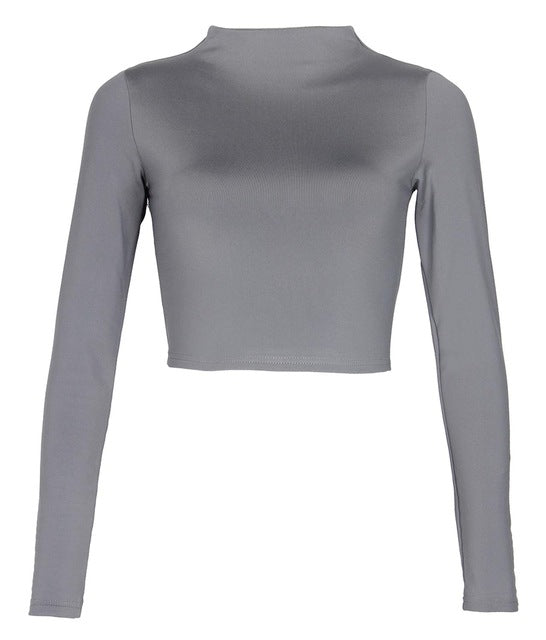 Crop Top Black T Shirts Sexy Basic Short TShirts Femme Club White Women Shirts Harajuku 2019 Spring Winter Long Sleeve Crop Tops