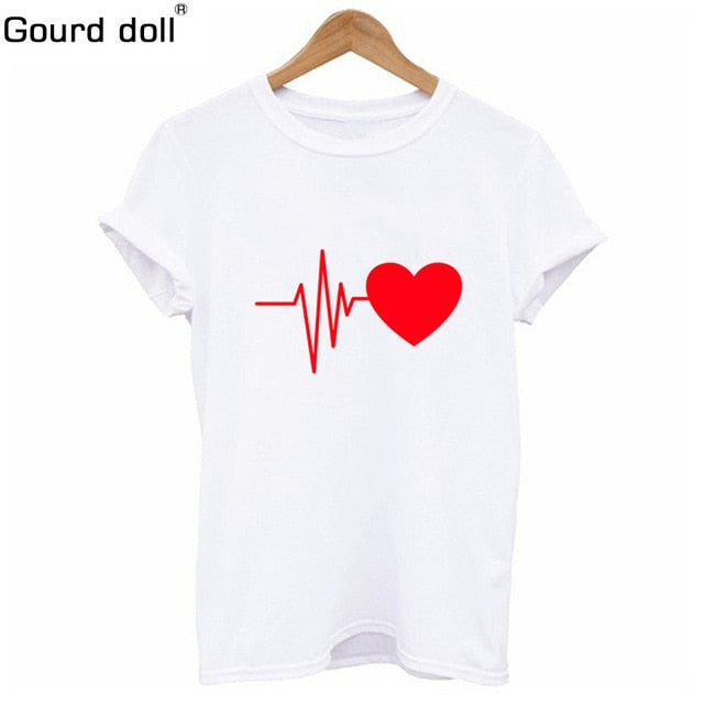 Large Size New Harajuku Love Printed Women T-shirts Casual Tee Shirt Femme Summer Short Sleeve Female T shirt Women Clothing