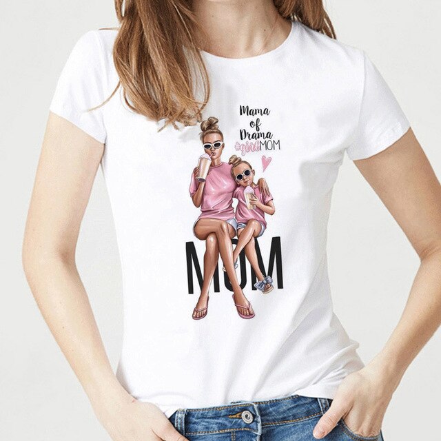 Super Mama T-shirts for Women Mother's Love Print White T-shirt Tee Shirt Femme Cotton Vogue T Shirt Tops Streetwear Clothes